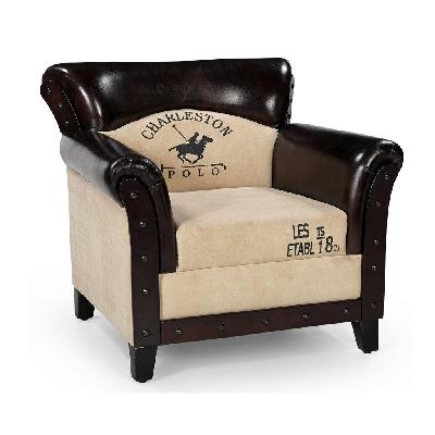 canvas and leather polo vintage arm chair