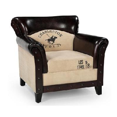 canvas and leather polo vintage arm chair