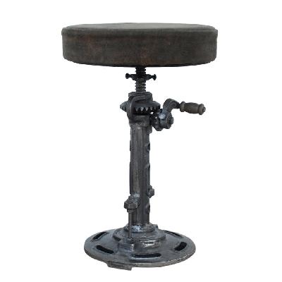 old world leather windup stool