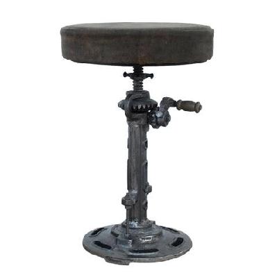 old world leather windup stool