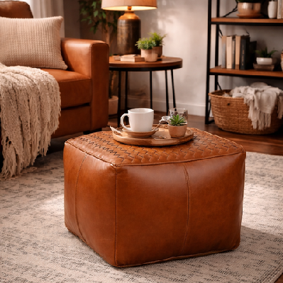 cube criss-cross ottoman