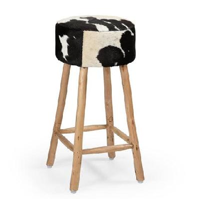 cowhide hardwood bar stool