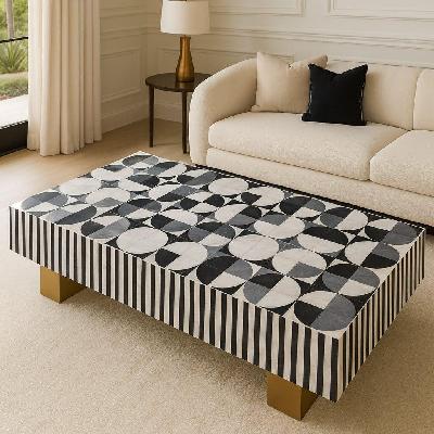 mother of pearl hand inlay spectrum coffee table