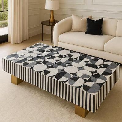 mother of pearl hand inlay spectrum coffee table