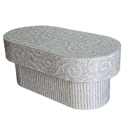 mother of pearl azure oasis oval coffee table