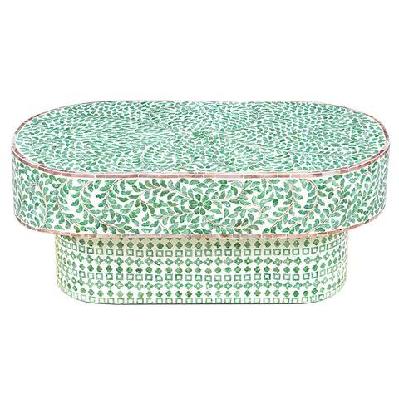 resort oval mother of pearl coffee table