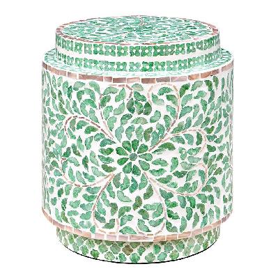 mother of pearl belle cylinder turquoise table/stool