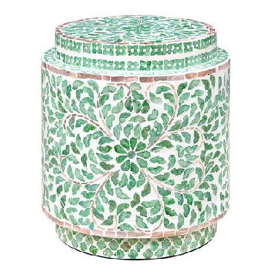 mother of pearl belle cylinder turquoise table/stool