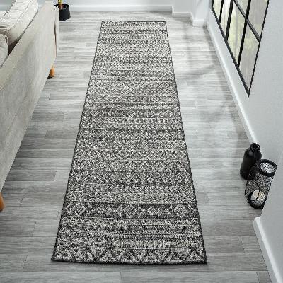 alfresco 421 charcoal floor runner rug 80x300