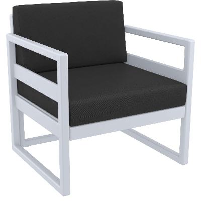 mykonos lounge armchair - silver grey with black cushions&nbsp; 