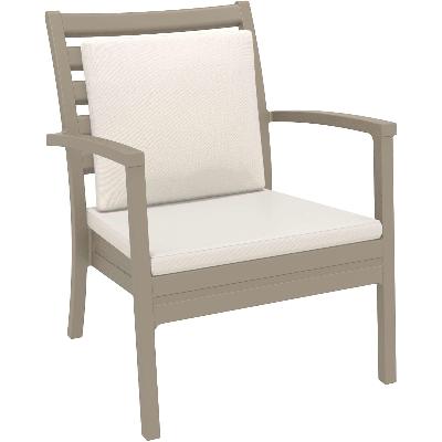 artemis xl armchair - taupe with beige seat and back cushion  