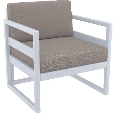 mykonos lounge armchair - silver grey with light brown cushions&nbsp; 