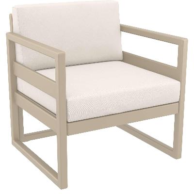 mykonos lounge armchair - taupe with beige cushions&nbsp; 