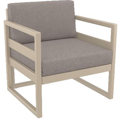 mykonos lounge armchair - taupe with light brown cushions&nbsp; 