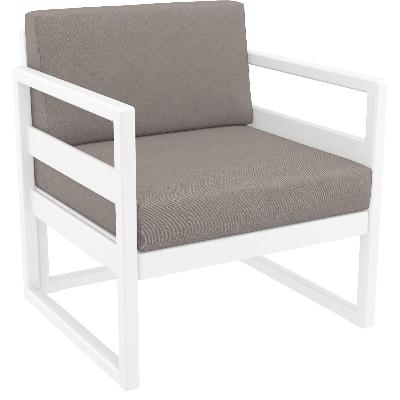mykonos lounge armchair - white with light brown cushions&nbsp; 