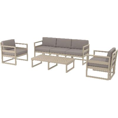 mykonos lounge set xl - taupe with brown cushions 