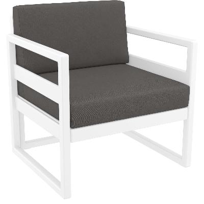 mykonos lounge armchair - white with dark grey cushions&nbsp; 