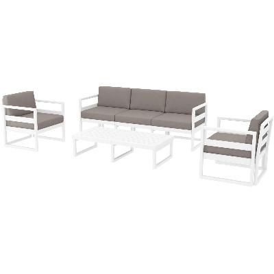 mykonos lounge set xl - white with brown cushions&nbsp; 