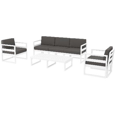 mykonos lounge set xl - white with dark grey cushions&nbsp; 