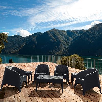 siesta resin rattan 4 seat outdoor setting with aruba arm chair 