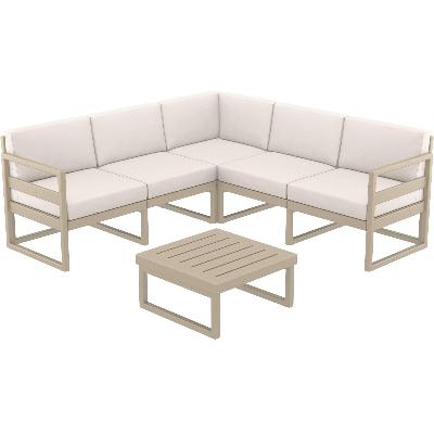 mykonos lounge corner set - taupe with beige cushions&nbsp; 