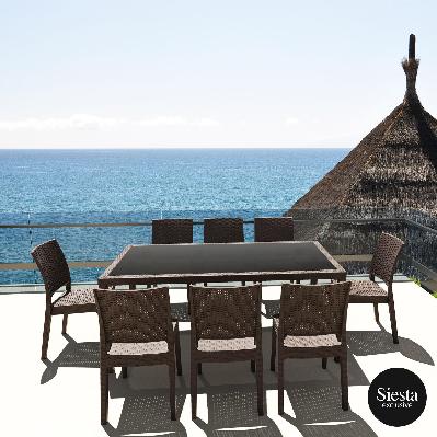 siesta tahiti 6 seater resin rattan dining setting with florida chair 