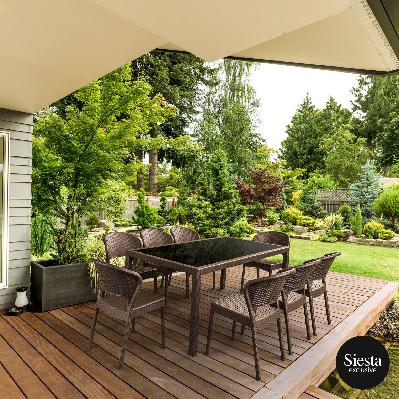 siesta tahiti 8 seater resin rattan dining setting with daytona chair 