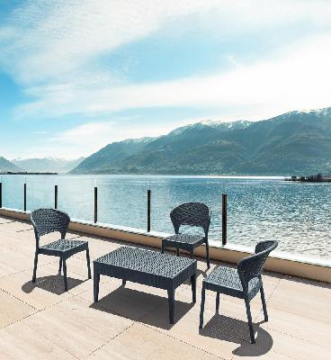siesta resin rattan 3 seat outdoor setting with daytona chair 