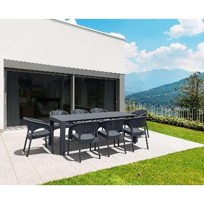 vegas medium table/panama armchair 8 seat rattan package - chocolate&nbsp; 
