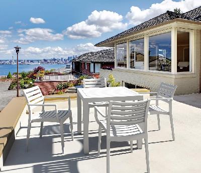 siesta ares 5 piece outdoor dining set with artemis arm chair 