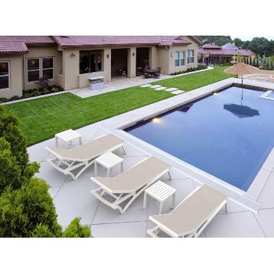 pacific sunlounger/ocean side table 6 pc package - white  