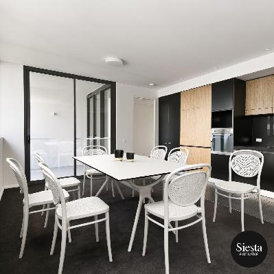 siesta air 9 piece dining setting with marcel chairs 