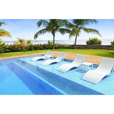 slim sunlounger/ocean side table 6pc package - black 