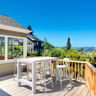 siesta 5 piece outdoor bar table setting with cross bar stools 