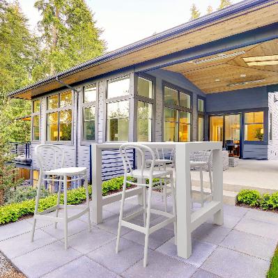 siesta 5 piece outdoor bar table setting with victor bar stools 