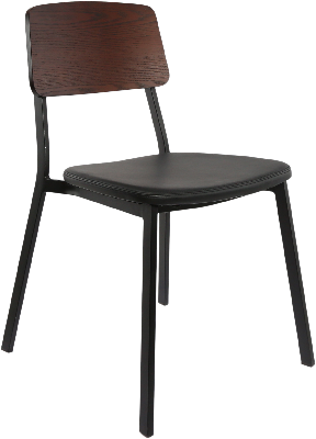 durafurn denver chair - black vinyl seat & dark natural ply backrest 