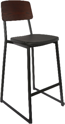 durafurn denver barstool - black vinyl seat & dark natural ply backrest 