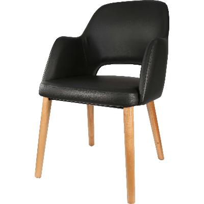 sorbet arm chair- trojan oak legs/black vinyl 