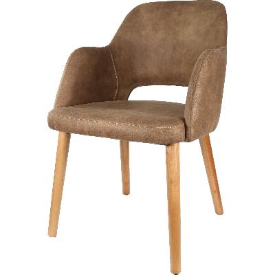 sorbet chair - trojan oak legs/mocha premium vinyl 