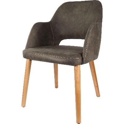 sorbet chair - trojan oak legs/charcoal premium vinyl 