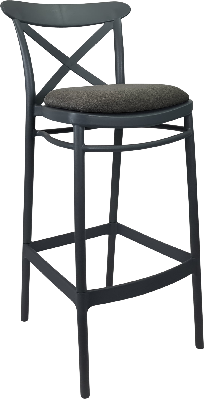 siesta cross bar stool 65cm (counter height) - anthracite with anthracite fabric cushion 