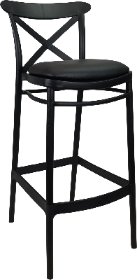 siesta cross bar stool 65cm (counter height) - black with anthracite fabric cushion 