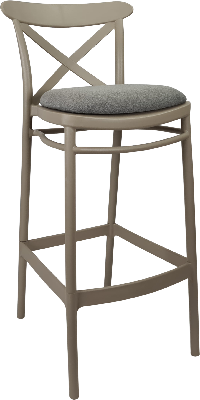 siesta cross bar stool 75cm (dry bar height) - taupe with taupe fabric cushion 