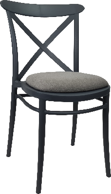siesta cross chair - anthracite with taupe fabric cushion 