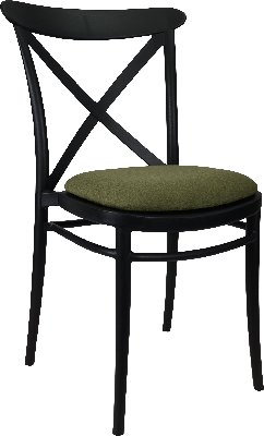 siesta cross chair - black with olive green fabric cushion 