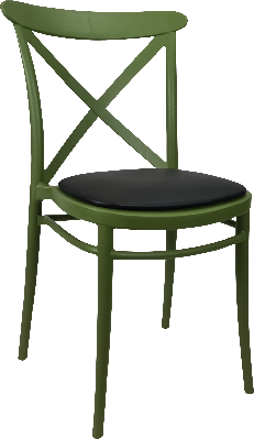 siesta cross chair - olive green with black vinyl cushion 