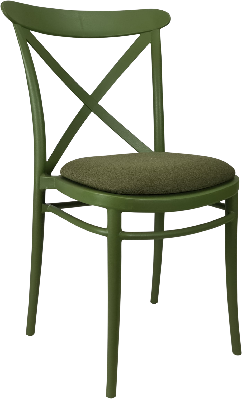 siesta cross chair - olive green with olive green fabric cushion 