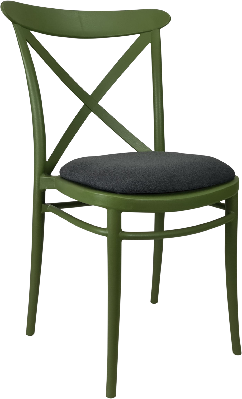 siesta cross chair - olive green with anthracite fabric cushion 