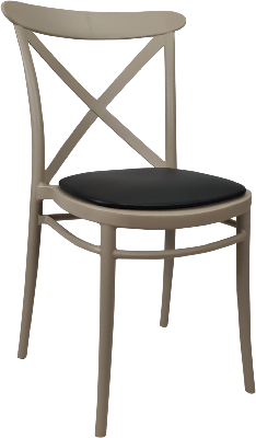 siesta cross chair - taupe with black vinyl cushion 
