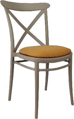 siesta cross chair - taupe with orange fabric cushion 
